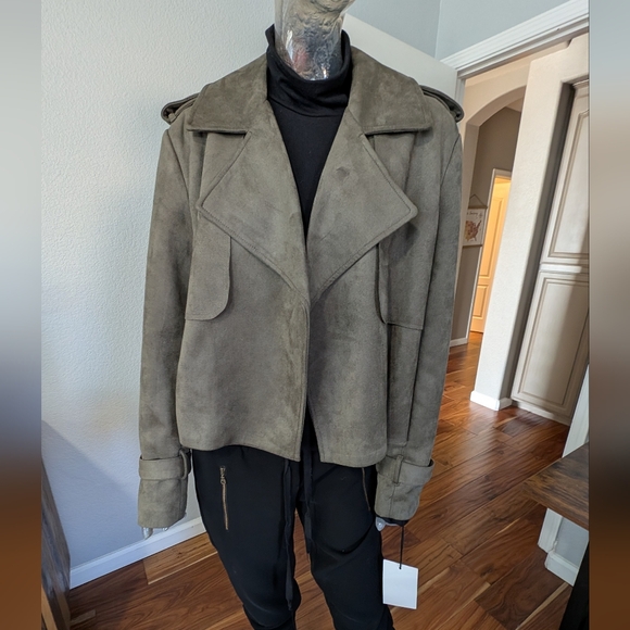 Bagatelle Collection Faux Suede Bayleaf Jacket Size Large Nwt ❤️ - Picture 4 of 7